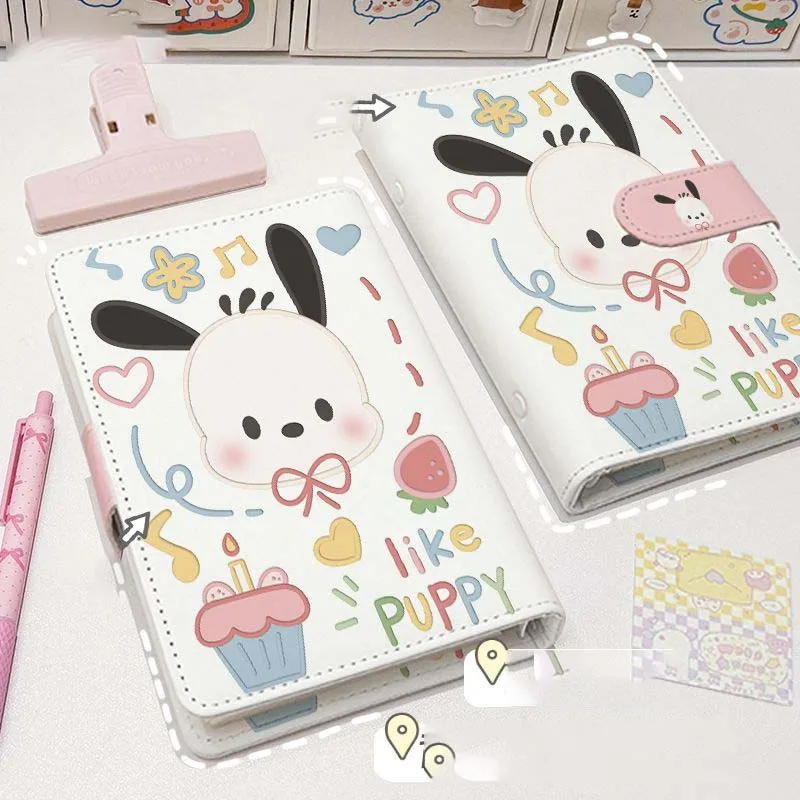 Sanrio Pochacco Loose Leaf Binder Notebook Cute Cartoon White Dog PU Cover Grid Line Blank Pages School Office Stationery Gift view 5