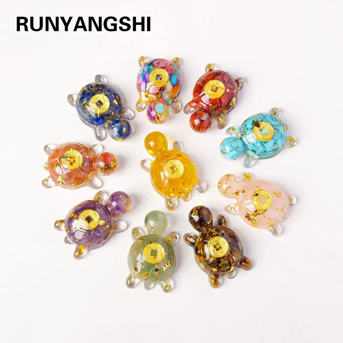 1PC Natural Crystal Stone Money Turtle Statue Reiki Stone Tortoise Figurine Amulet Fengshui Sculpture for Home Office Decoration