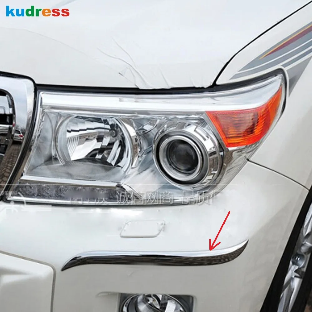 For Toyota Land Cruiser 200 LC200 FJ200 2013 2014 Chrome Front Fog Light Lamp Eyebrow Trim Front Bumper Corner Trims Car Styling