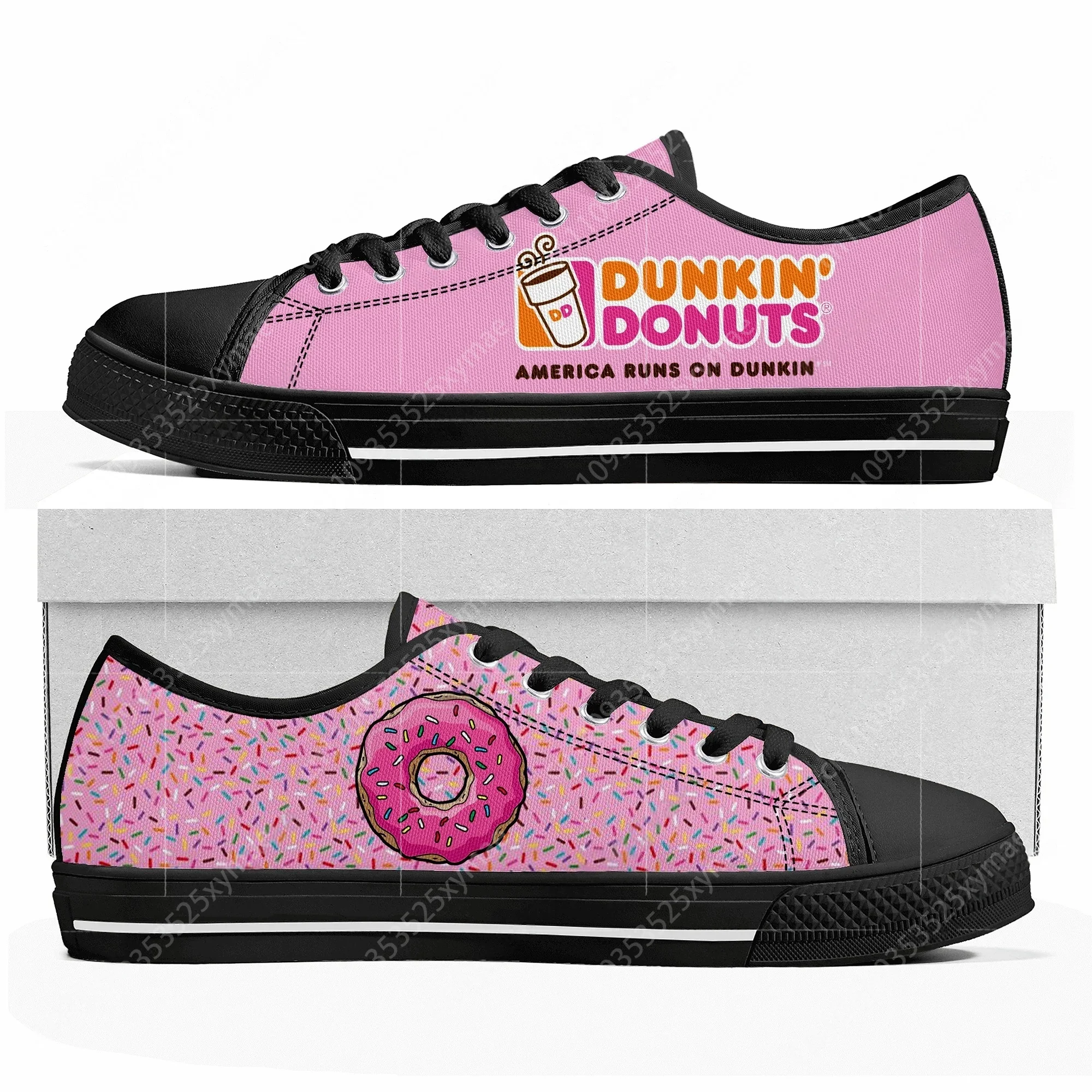 

Кроссовки Dunkin' Deez Nuts Drinks, низкие, высококачественные, для мужчин, женщин и подростков, индивидуальный пошив, повседневные парные кеды из канваса