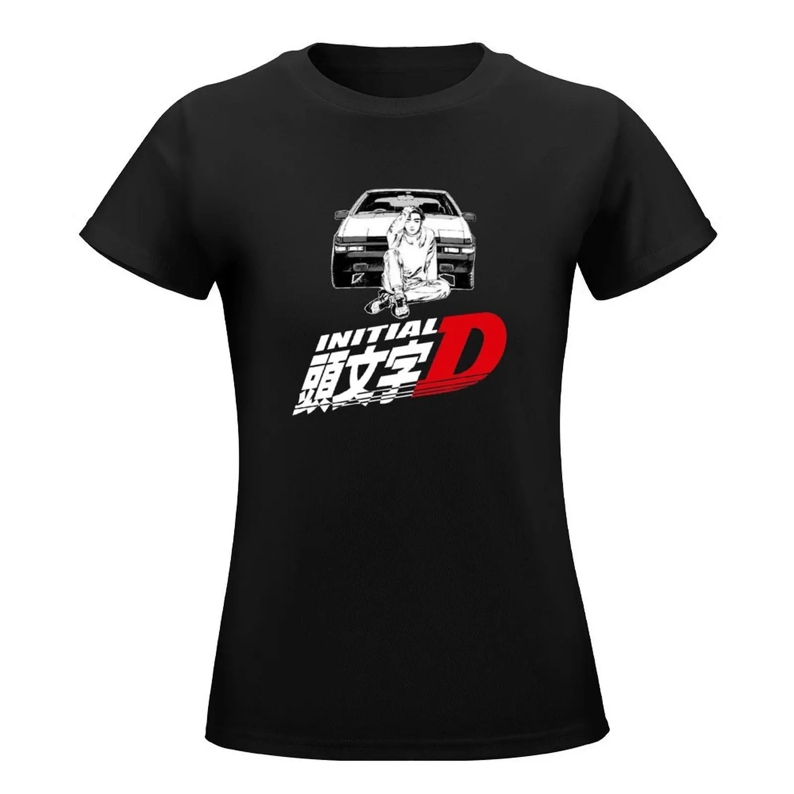 Initial D Takumi AE86 (white font) T-Shirt Short sleeve tee oversized rock and roll t shirts for Women