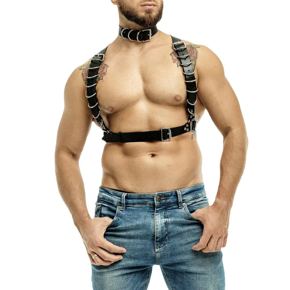 قابل للتعديل مثلي الجنس المجمعة الجسم عبودية تسخير حزام الوثن الرجال الجنس الصدر فو الجلود تسخير أحزمة مثلي الجنس الملابس للجنس الكبار #5