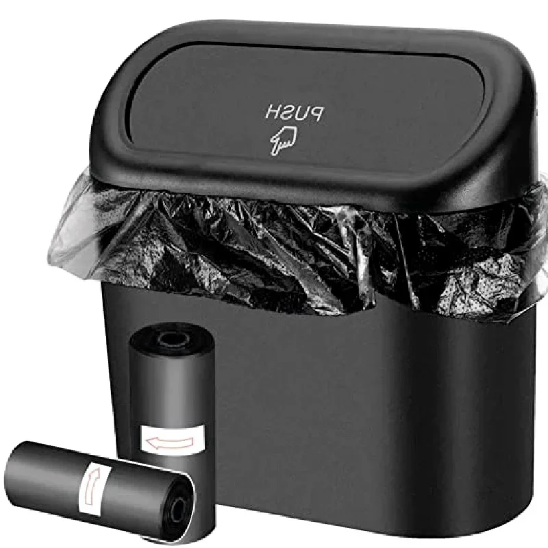 

Portable Hanging Mini Car Trash Can,Wastebasket Trash Can with Lid, for Car Office Home,Auto Storage Bin Accessories