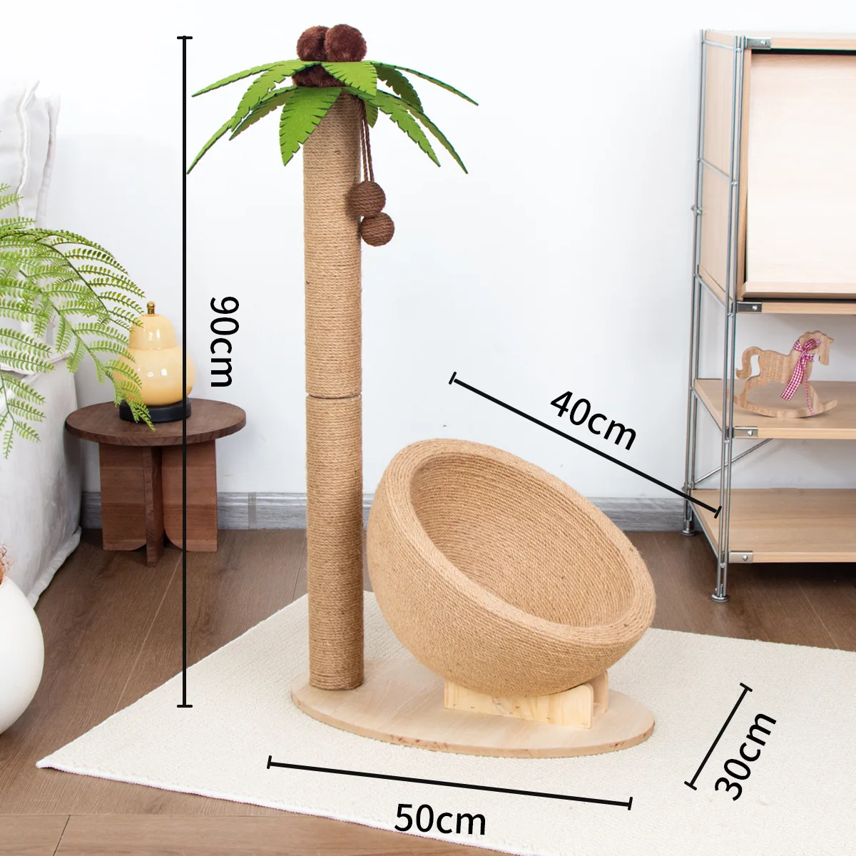 Cat Tree with Nest Natural Sisal Palm Tree Cat Scratcher Pet Furniture Sturdy Activity Centre Compact for Cats, Indoor