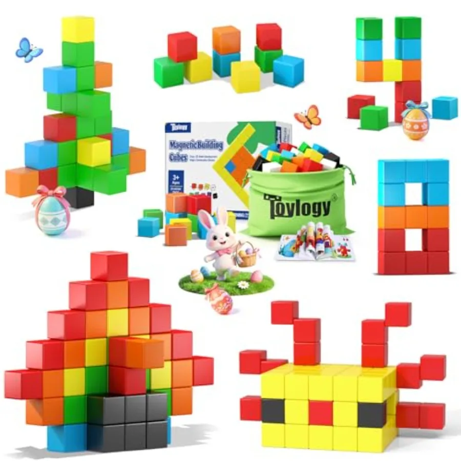 

48PCS Magnetic Blocks for Toddlers Outdoor Toys, Large Magnetic Cube Toy for Sensory Montessori Education Preschool Magnet Toys