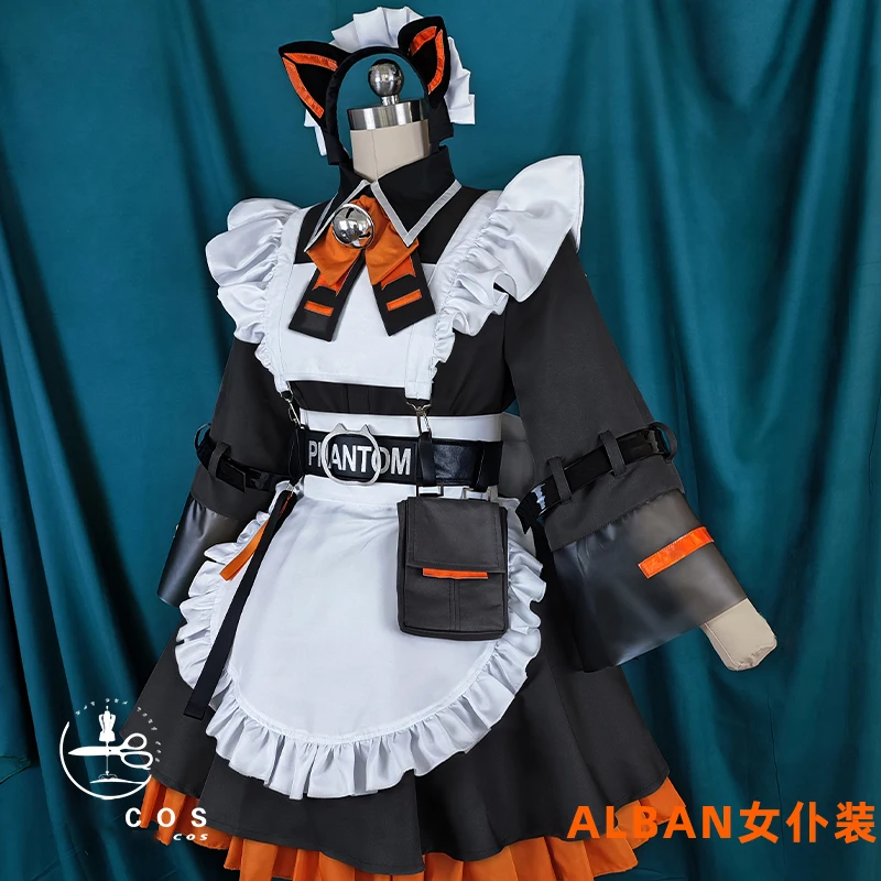 

COSLEE Alban Maid Dress Vtuber Yutuber Nijisanji Cosplay Costume Lovely Uniform Halloween Party Outfit Clothing