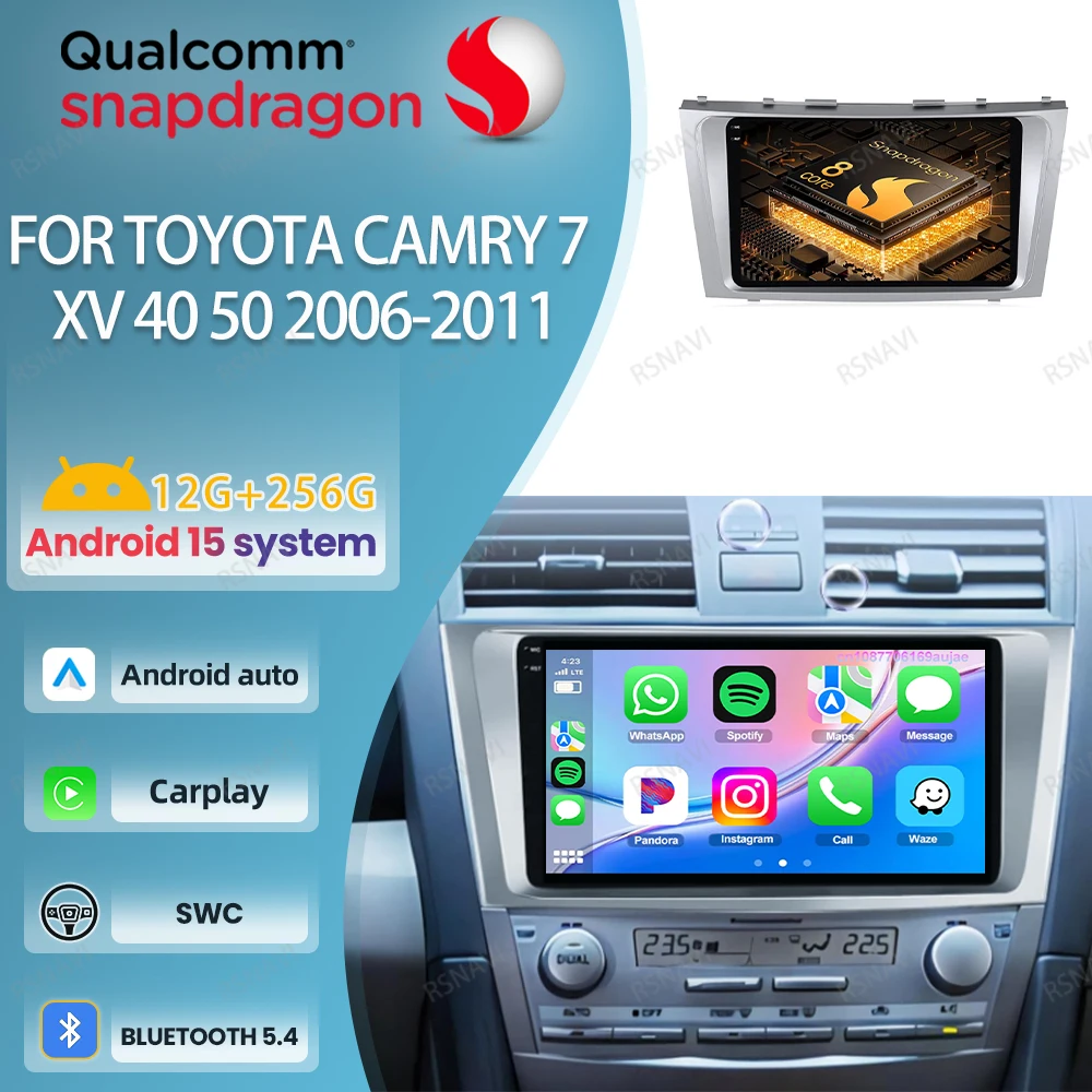

Car Radio Android 15 For Toyota Camry 7 XV 40 50 2006-2011 Stereo BT Viedo Player Navigation 5G WIFI 4G LTE Head Unit Multimedia