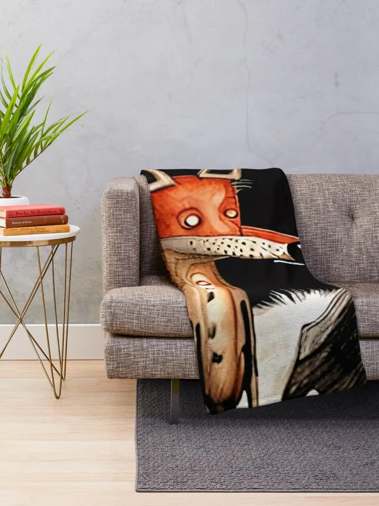 Fox stands in the forest Throw Blanket Decorative Sofas wednesday blankets ands Blankets