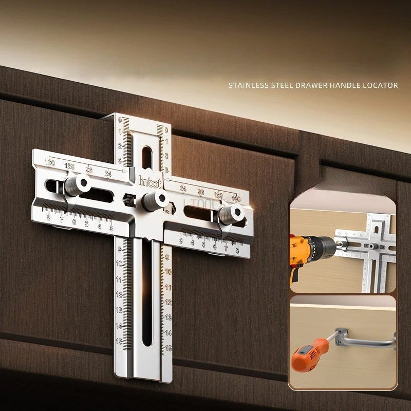 

Приспособление для сверления отверстий под ручки и выдвижные ящики из нержавеющей стали, точный вспомогательный инструмент для установки мебельных ручек и направляющий инструмент для точной перфорации