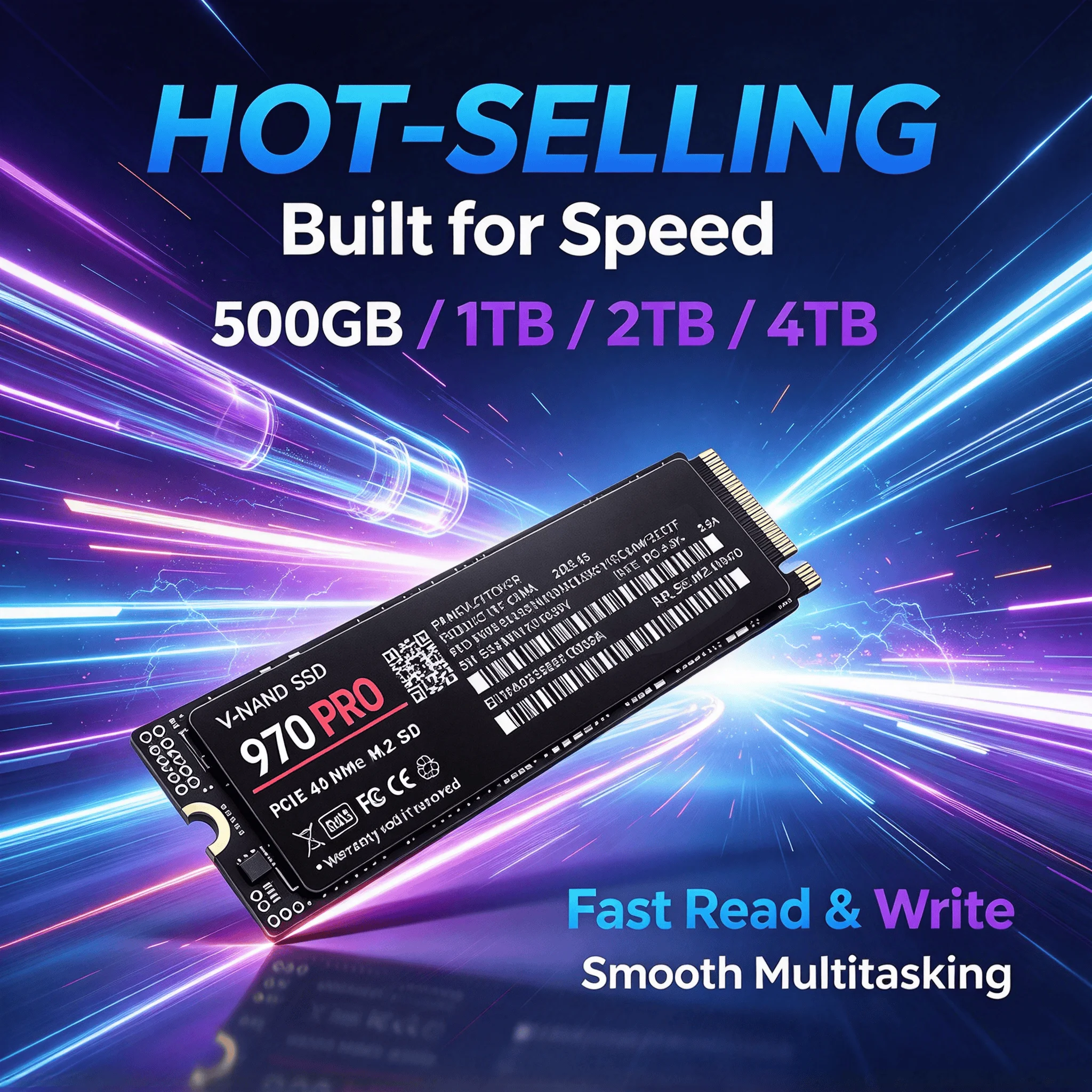970 PRO SSD M.2 NVMe PCIe 4.0x4 500GB 1TB 2TB 4TB 7300MB/s Drive Loads Games in Seconds PS5 Laptop Desktop