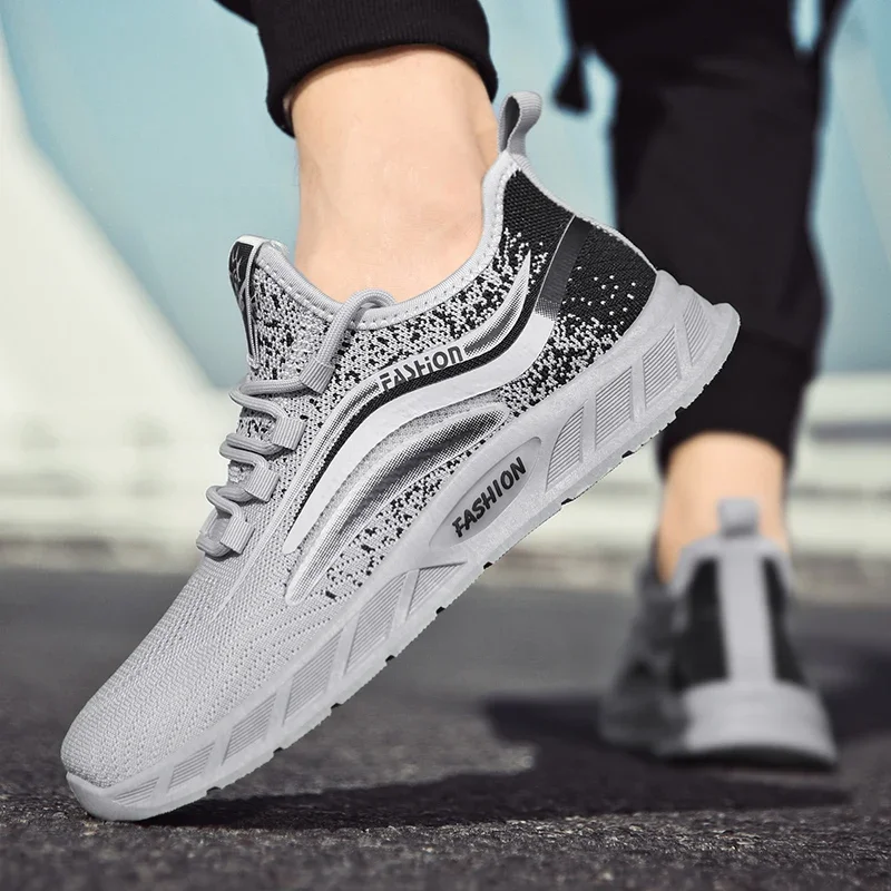 

Удобная индивидуальная стильная модная мягкая дышащая спортивная обувь, повседневная обувь, сетчатые летающие тканые кроссовки