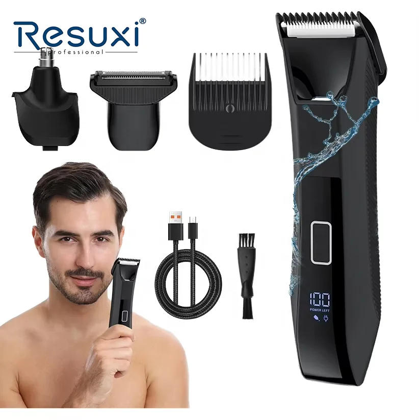 

Resuxi 945 Керамический триммер для волос с керамическим лезвием, безболезненный мужской триммер для тела, перезаряжаемая электробритва, триммер для волос в носу 3 в 1