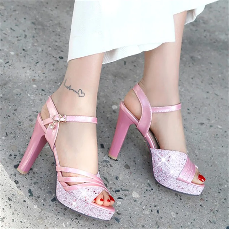 Women Summer Shoes Hollow Fish Mouth High Heel Ladys Platform Sandals Evening Dress Wedding Shoes Female Zapatos de Mujer White