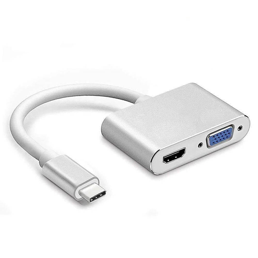 USB C Thunderbolt-3 Docking Station Type-C To 4K HDMI-Compatible 1080P VGA Video Adapter Converter Cable For Macbook PC Monitor