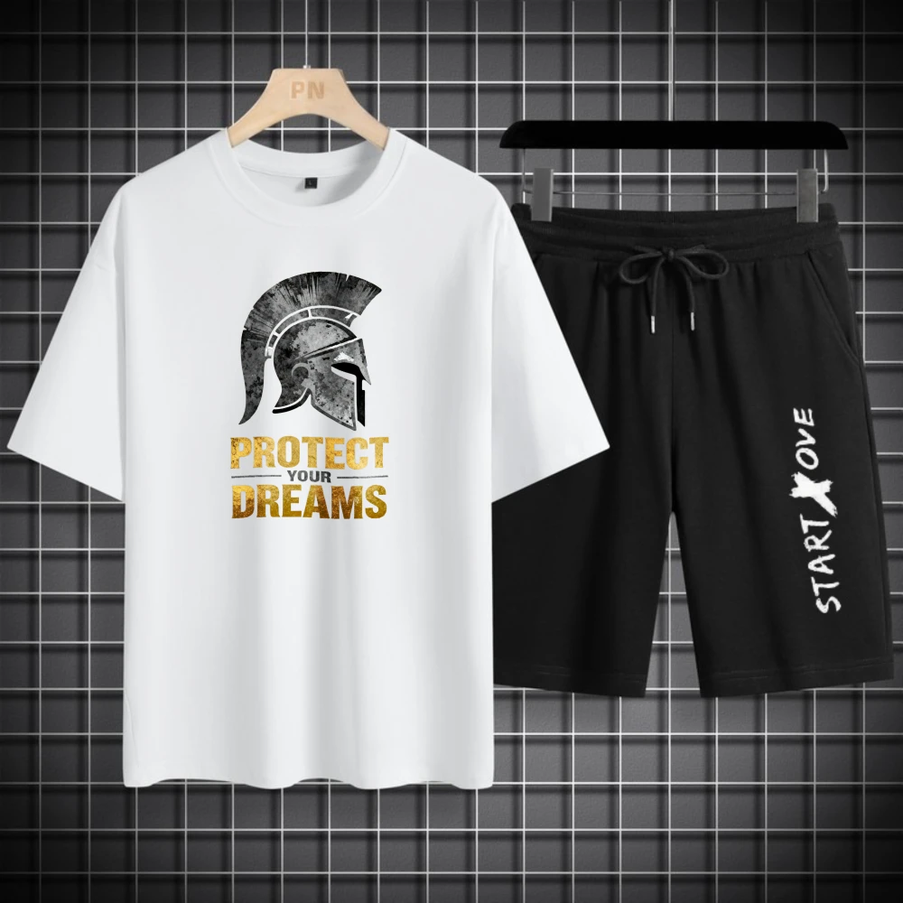 أطقم قمصان رجالية لكرة القدم مجموعة ملابس رجالية من البوليستر طقم سويت شيرت صيفي بأكمام قصيرة + شورت عصري قابل للتنفس #1