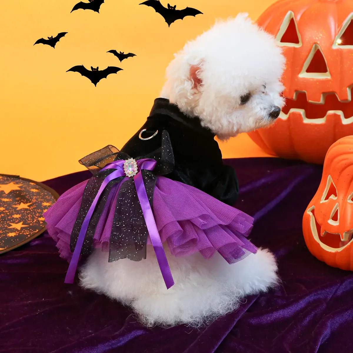

1PC Pet Clothing Cat Autumn/Winter Halloween Little Witch Wedding Dress Princess Dress Suitable for Small and Medium sized Dogs