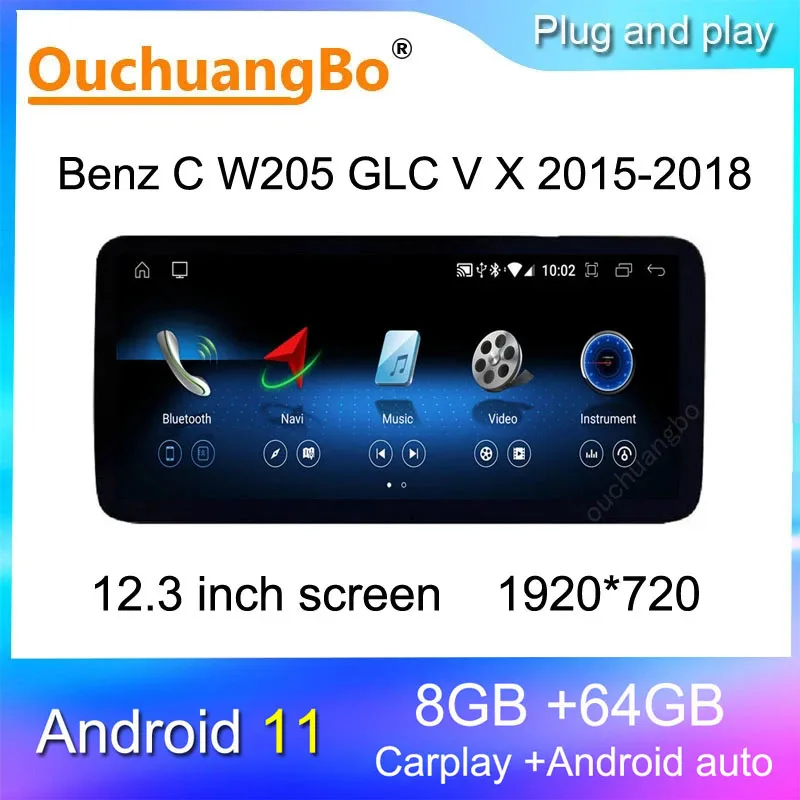 

Ouchuangbo radio recorder for 12.3 inch Benz CLS 2009-2020 android 11 stereo Quaclomm multimedia 1920*720