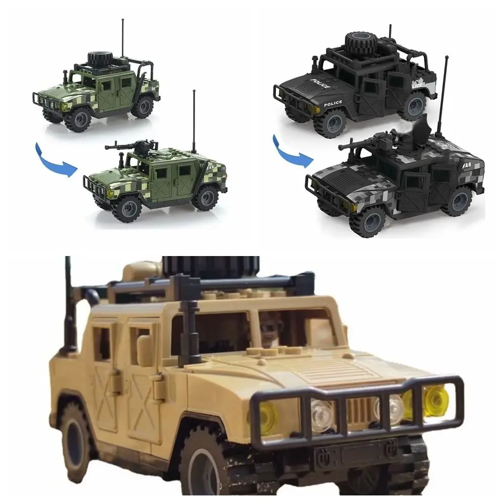 Creative Black Vehicle Building Blocks Army green Removable SWAT Soldiers Figures Kids Vehicle Model toy Blocks Bricks