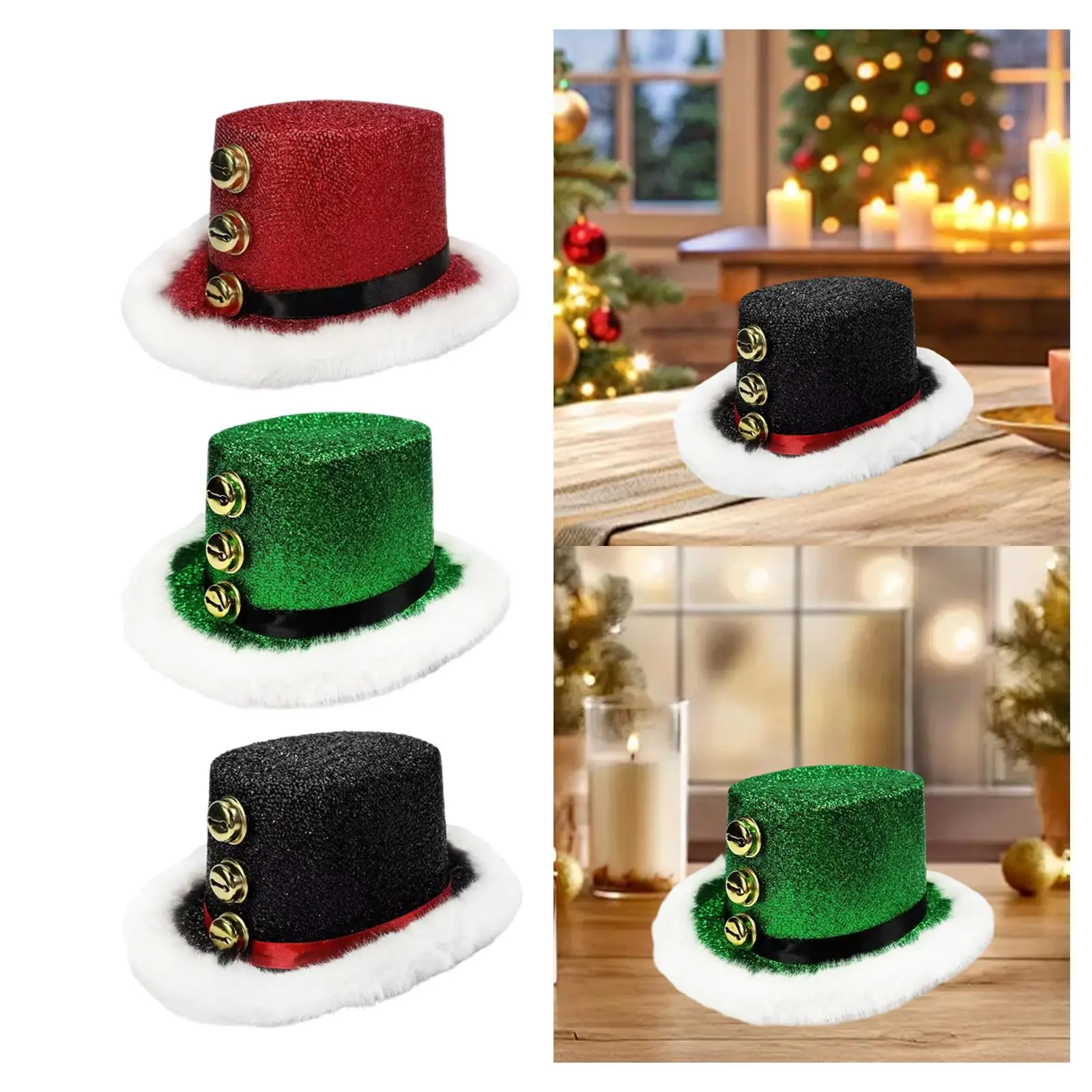 Christmas Top Hat Fabric Santa Party Cap Creative Funny Headgear Festive Carnival Snowman Hat for Men Women Adults