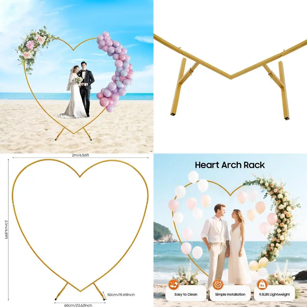 

Золотая подставка для свадебной арки в форме сердца с основанием для украшения вечеринок и предложений