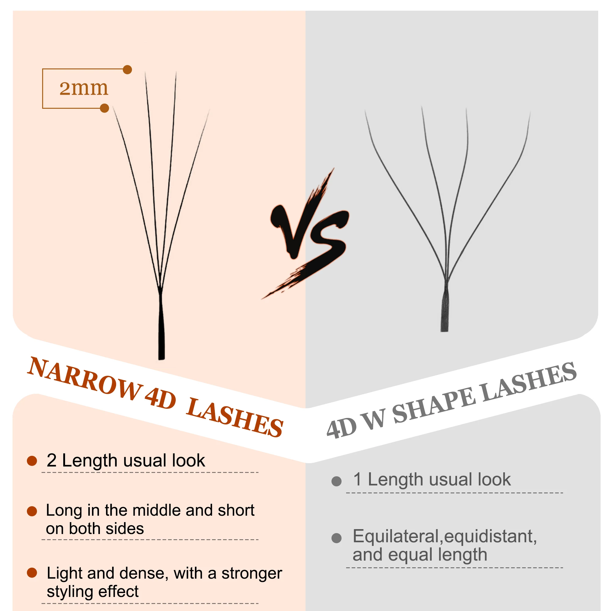 CoMango Smalle 4D W-vormige Russische volume wimperextensions, kant-en-klare wimperwaaiers, natuurlijke nepminkwimpers, make-upproducten