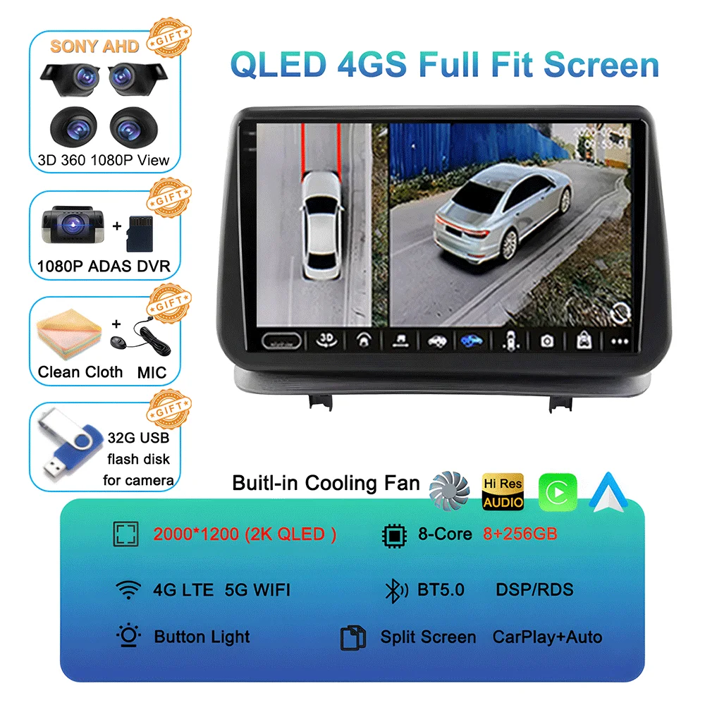 Android 16 Videospeler Carplay voor Renault Clio 3 Clio3 2005 2006 2007 2008 2009 - 2014 Multimedia autoradio WIFI+4G DSP Stereo