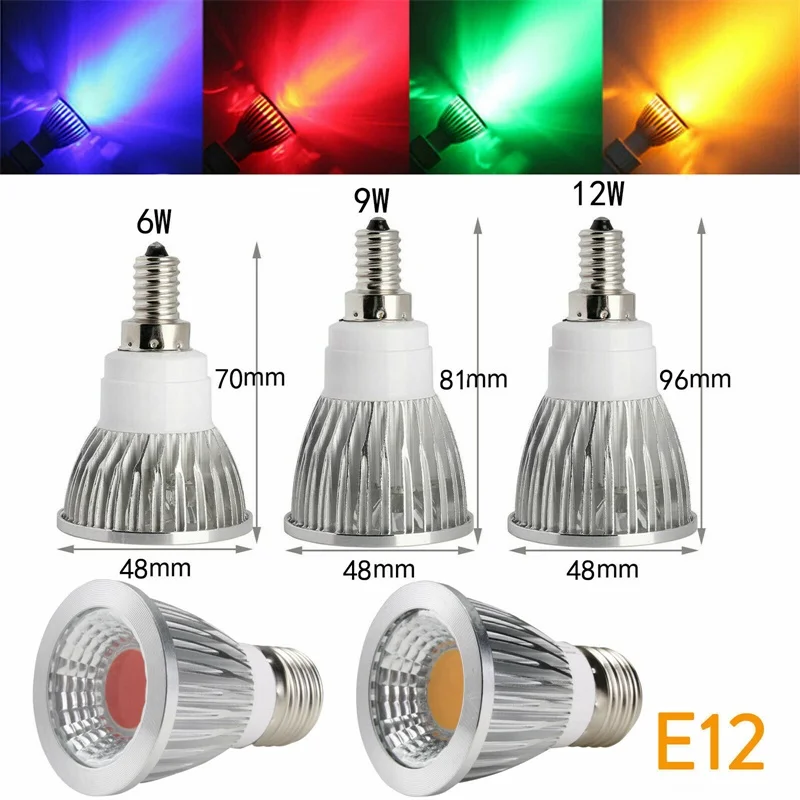 9W 12W 15W led lights COB led spotlight E27 E14 GU10 GU5.3 220V 110V Cob led bulb Red Yellow Blue Green lampada led lamp 85-265V