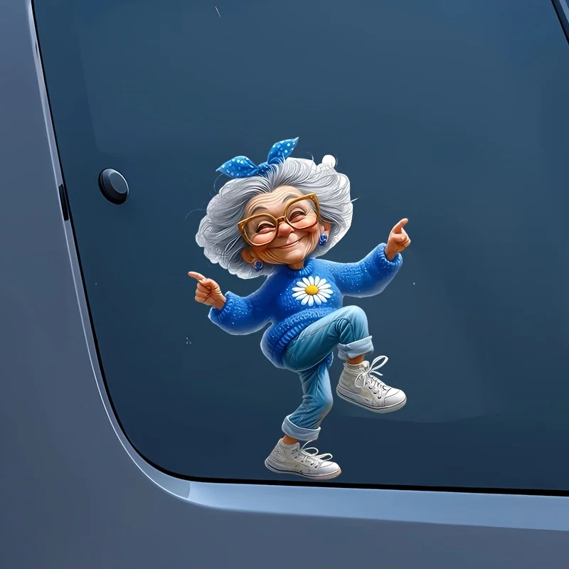 Happy Grandma Dancing Vinyl Car Sticker,Waterproof Durable Multi-Purpose Decal for Car,Truck,Laptop,Motorcycle