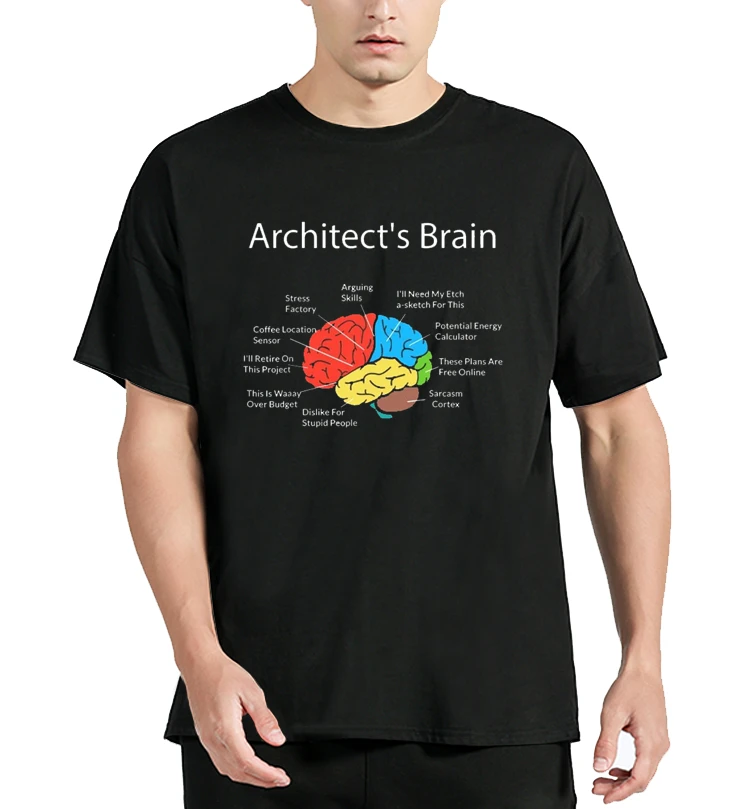 Summer Graphic Cotton Tshirt Streetwear Birthday Gifts T Shirt Men Clothing Tops Architect Brain Architecture Students T-Shirt