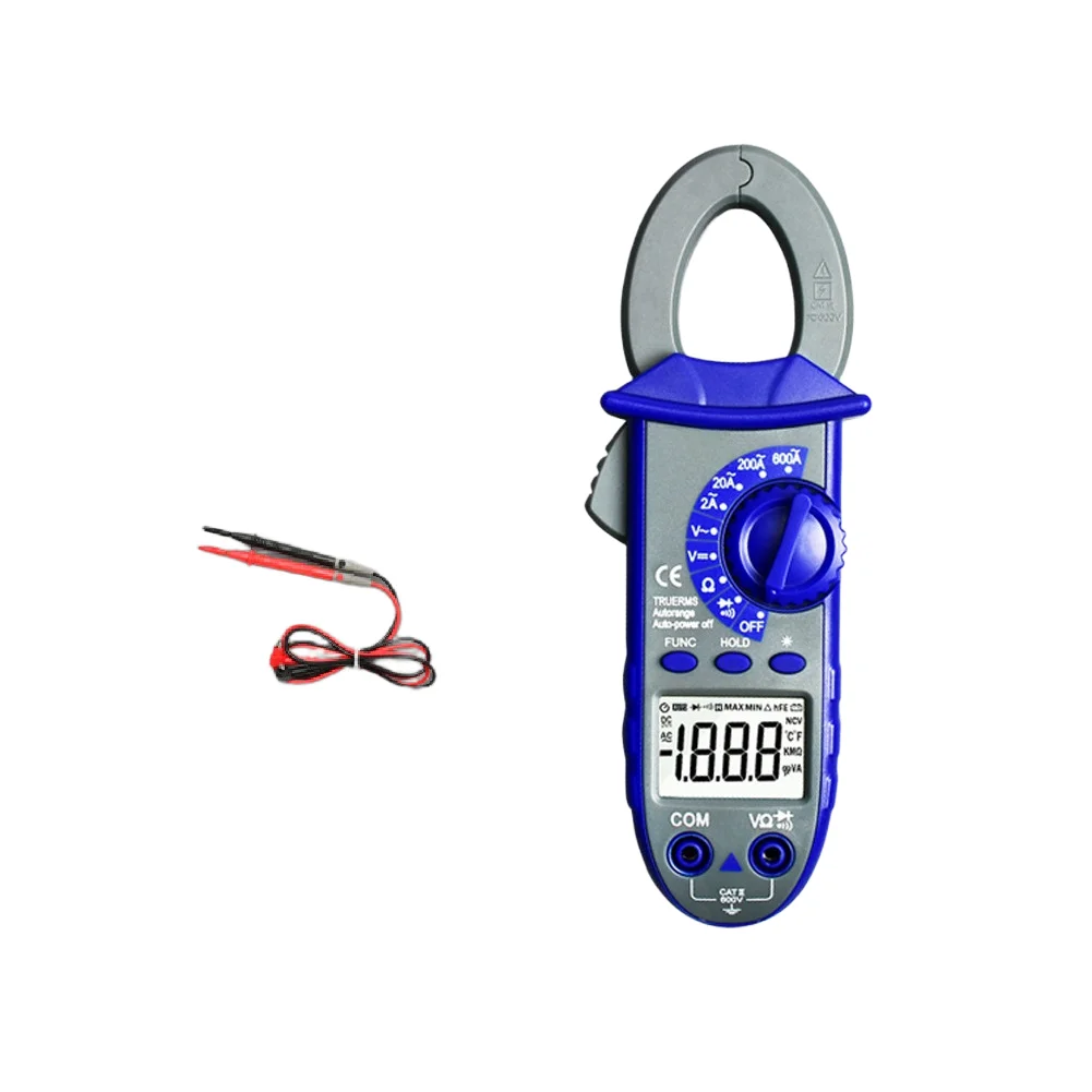 Portable True RMS Multimeter Clamp Type Auto Ranging NCV Detection AC DC Continuity Diode Transistor Tests for Field Work