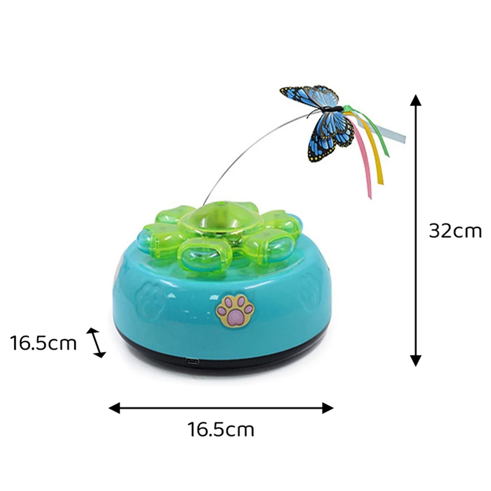 Interactive Cat Toy Butterfly Funny Electric Rotating Kitten Toy Cat Teaser with Light USB Charging for Indoor Cats Puppy