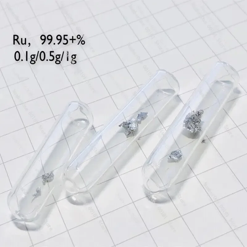 Glass Sealed Ruthenium Crystal Sample 0.5g/1g, 99.95% High Purity Ru Metal for Lab Research