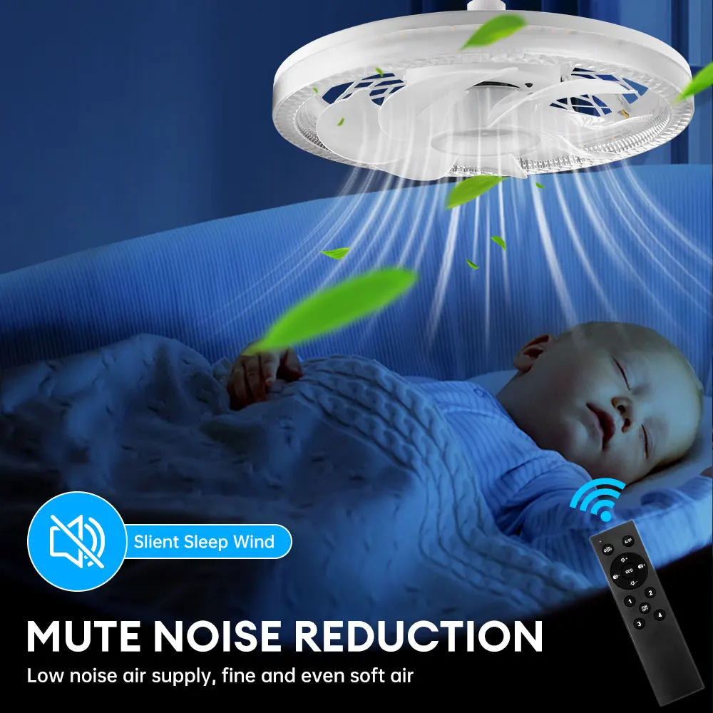 AC85-265V LED Ceiling Fan Light E27 Dimmable Ceiling Lamp Remote Control 4 Speed Ceiling Fan for Living Room Bedroom Garage