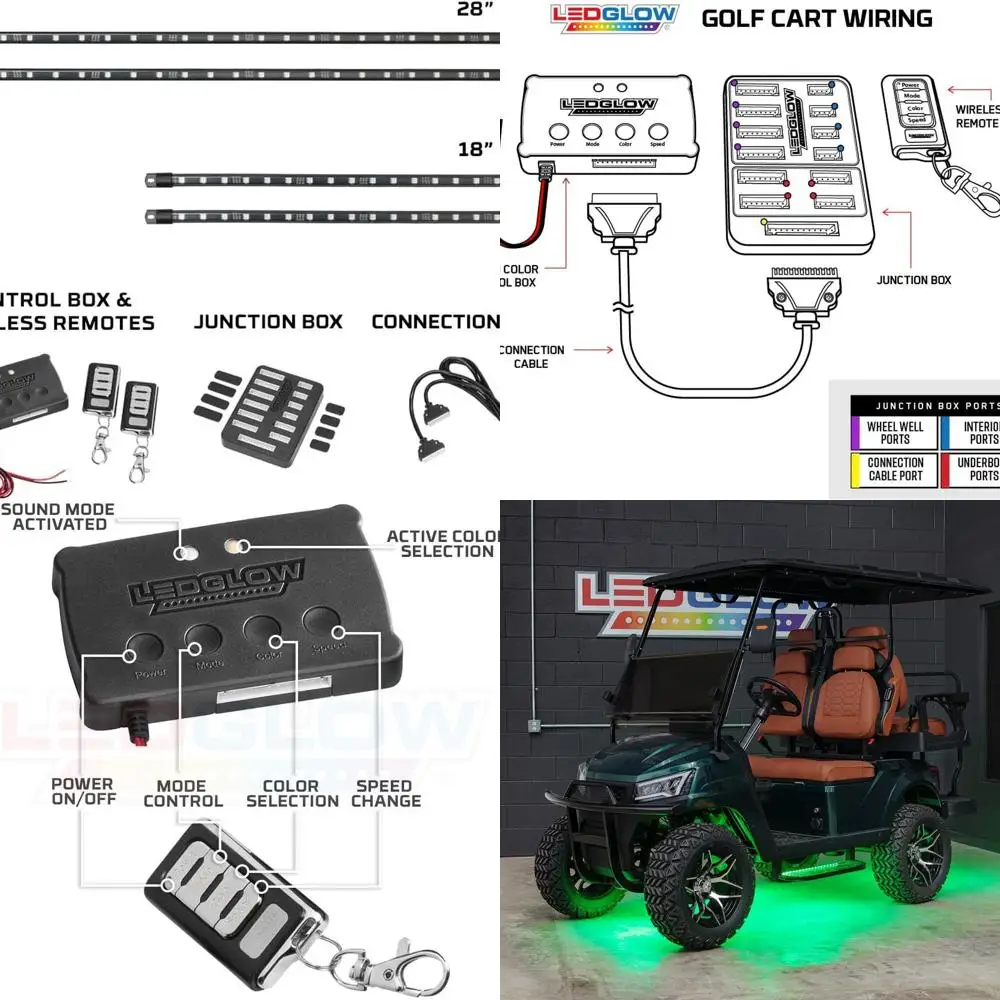 

4 шт., миллион цветов светодиодов, 4-местная тележка для гольфа, комплект неонового освещения с акцентом под землей, подходит для EZGO, Yamaha, клубного автомобиля, ICON, Evolution, Tomble