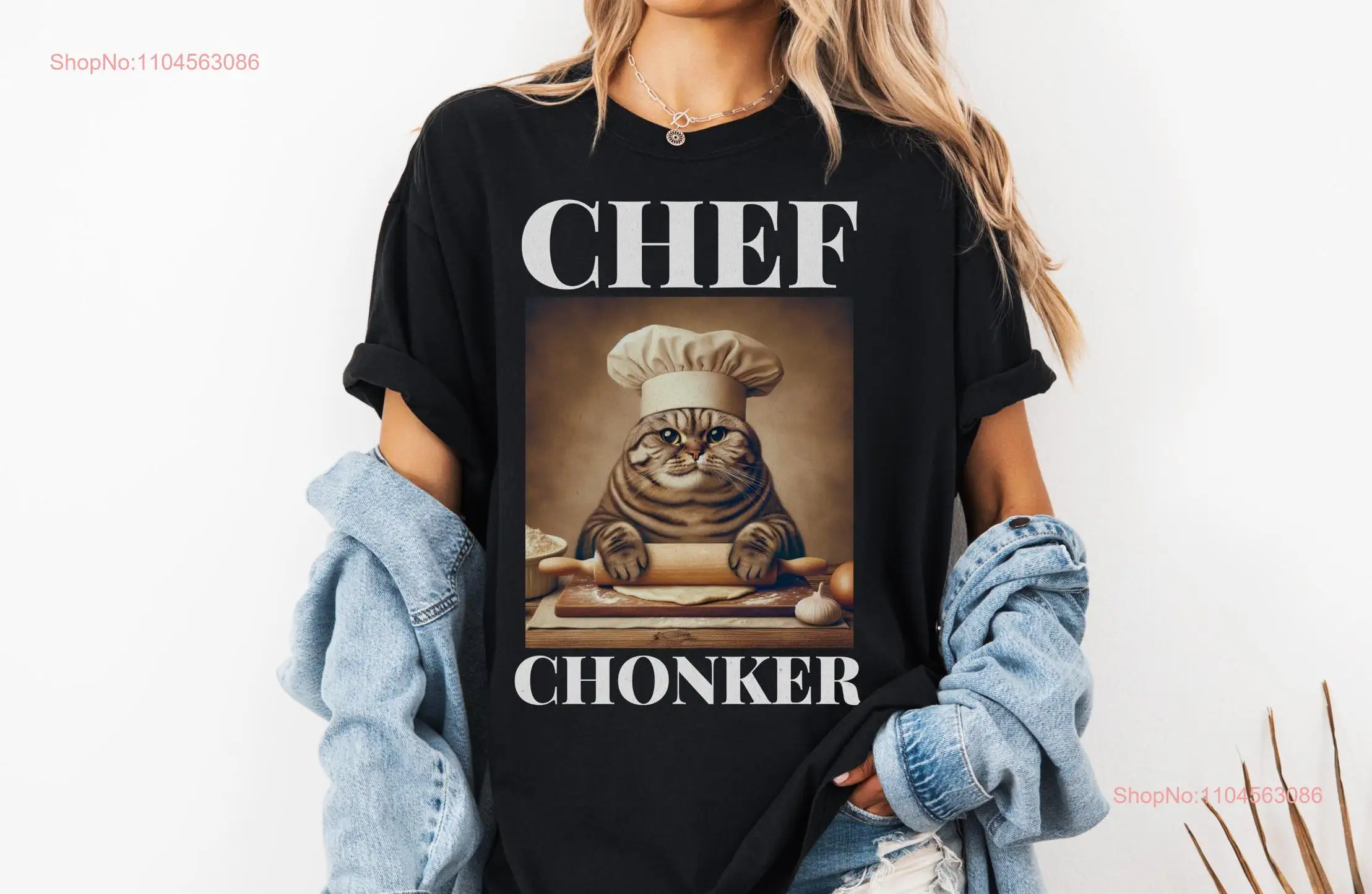 Chef Chonker T Shirt Cat Lovers Baker Funny Retro Cookie for long or short sleeves