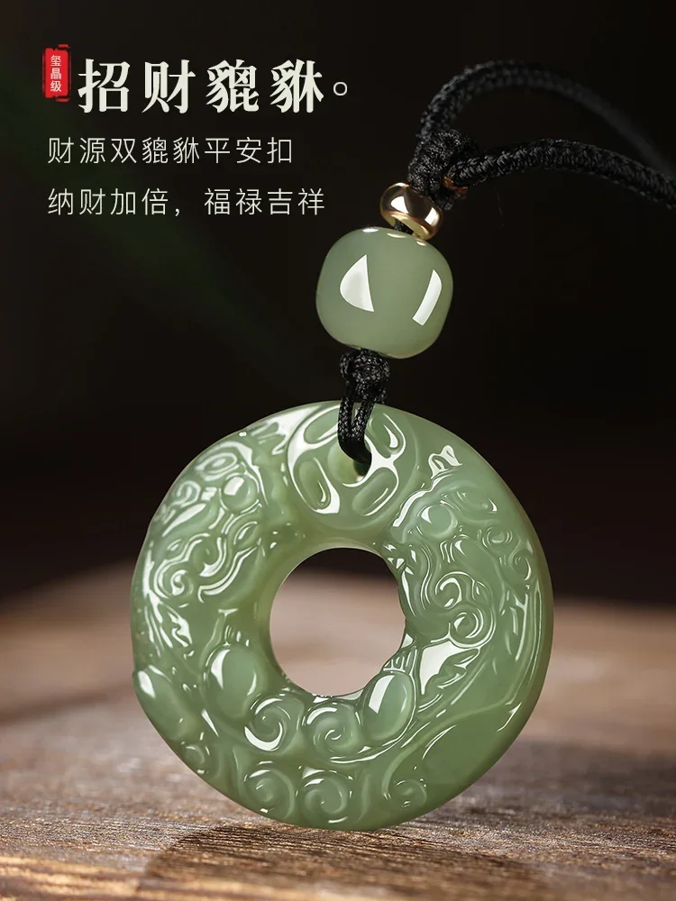 Natural 100% real hetian jade carve two pixiu Patronus pendant Bless peace necklace jewellery fashion for women men lucky gifts