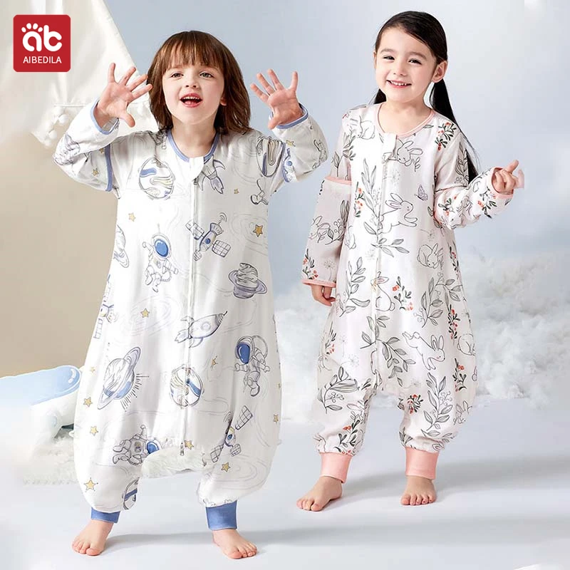 AIBEDILA Newborn Footed Pajamas Zipper Summer Baby Romper Long Sleeve Jumpsuit Cotton Detachable Sleeves Infant Soft Clothes