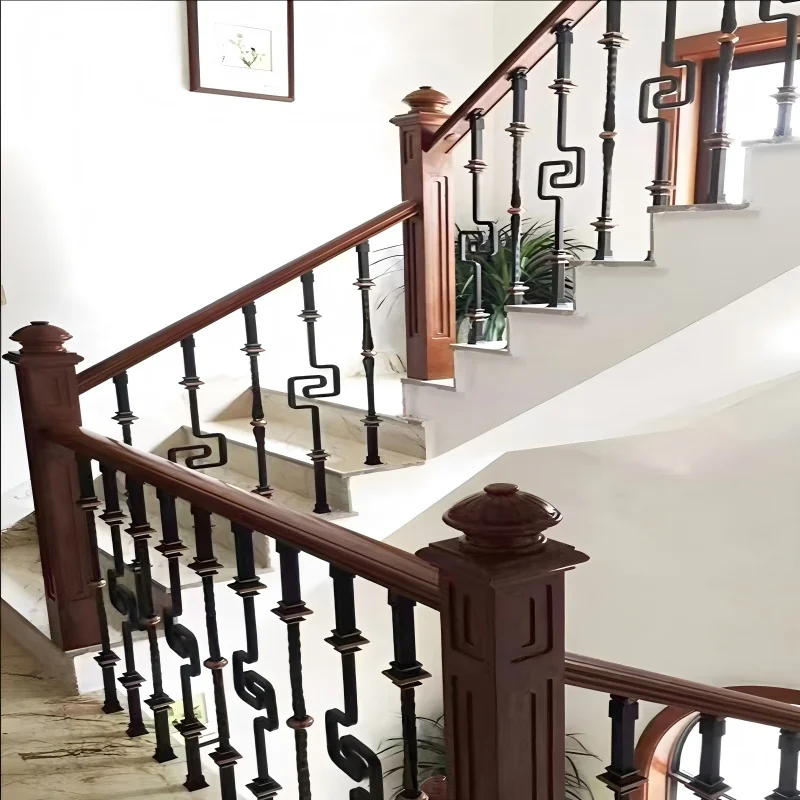 Customization Durable Galvanized Steel Stair Railing and Wood Handrail for Stairs with Contemporary Stairs Railing Designs