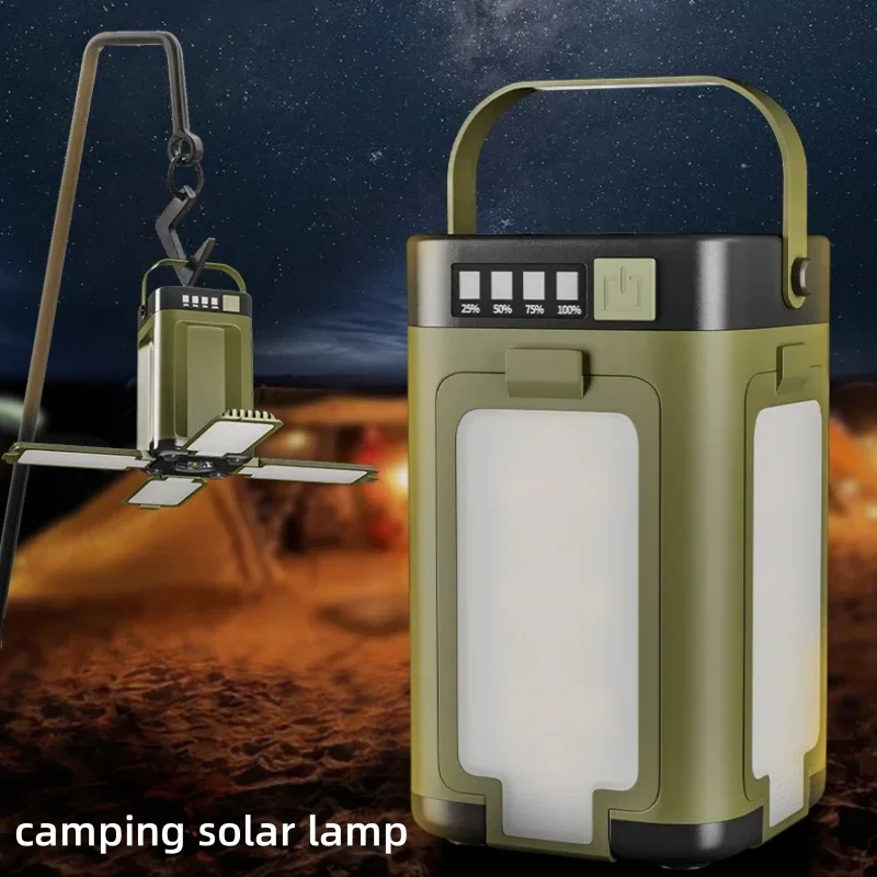 Solar Camping Light Foldable Portable Tent Light with Intelligent Display Outdoor Hanging Light