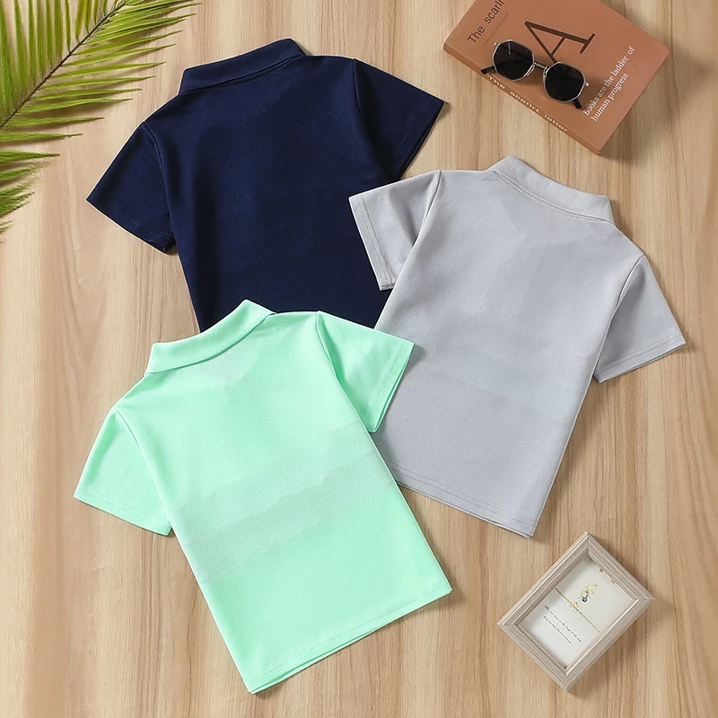 3-Piece Set of New Summer Children's Multi-Color Combination POLO Top for Boys Handsome and Casual Lapel Short-Sleeved T-Shirt
