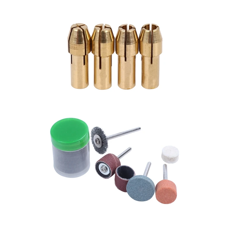 

4Pc Rotary Multi Tool Collet Nut Kit Set & 105Pcs Rotary Power Drill Multi Function Tool Grinding Sanding Polishing Disc