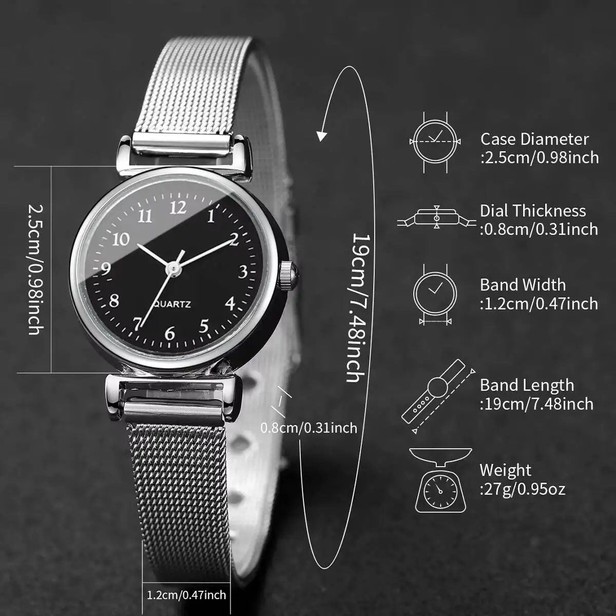 2/4 шт. модные женские часы, повседневные арабские циферблаты, сетчатый ремешок, кварцевые часы, набор браслетов, женские часы (без коробки)