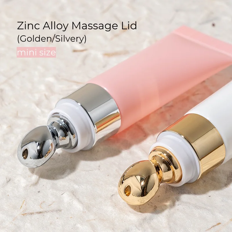 【Logo Custom】100Pcs Customized Luxury 10ml Skin Care Lotion Lip Gloss Tube Cosmetic Tube Zinc Alloy Massage Head Wholesale