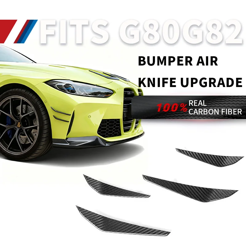 Dry Carbon Fiber Front Bumper Canards for BMW G80 M3 G82 M4 2021+Front Air Aero Winglets 1:1 Fitment Aero Wing Splitter Trim