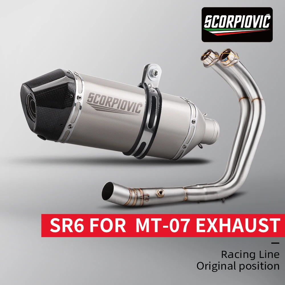 

Motorcycle Exhaust System for MT-07 Split Type Front Section SR6 430mm Rear Section Combination Kit (2014–2024)