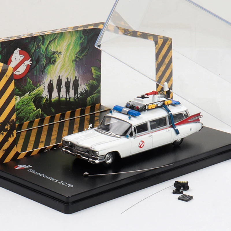 

1:64 Охотники за привидениями ECTO-1 Miller-Meteor, легкосплавный автомобиль, литье под давлением и игрушечные транспортные средства, модель автомобиля, миниатюрная масштабная модель автомобиля для детей