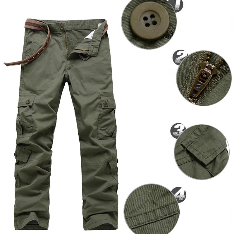 Militarily Tactics Multiple Pockets Cargo Pants Men Large Size Joggers Pants Trouser Loose Outdoor Army Buttons Streetwear New