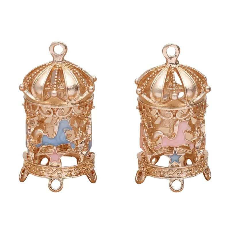 

BoYuTe (20 Pieces/Lot) Alloy Hollow Pendant 25*42mm Carousel Shaped Lantern Handmade Materials DIY Jewelry Retro Accessories