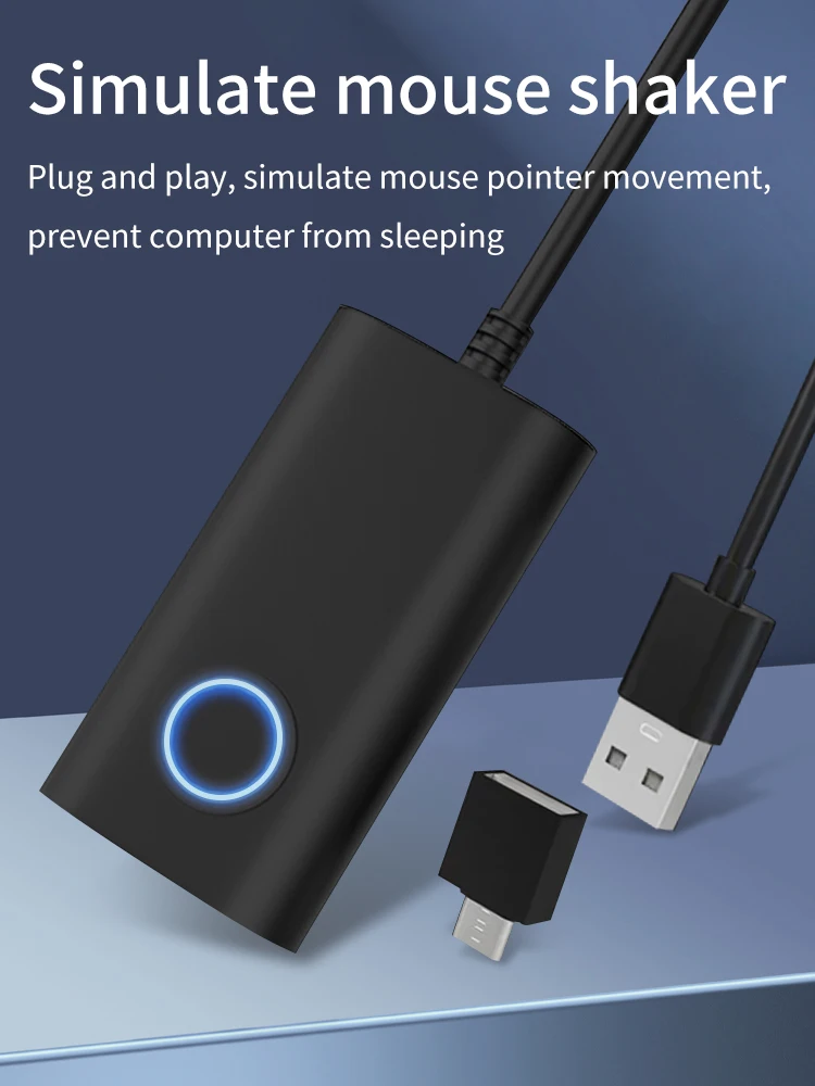 Mouse Jitter Simulator Anti-Sleep Device for PC/Laptop Virtual Mouse Moves Automatically No Software Required Plug and Play