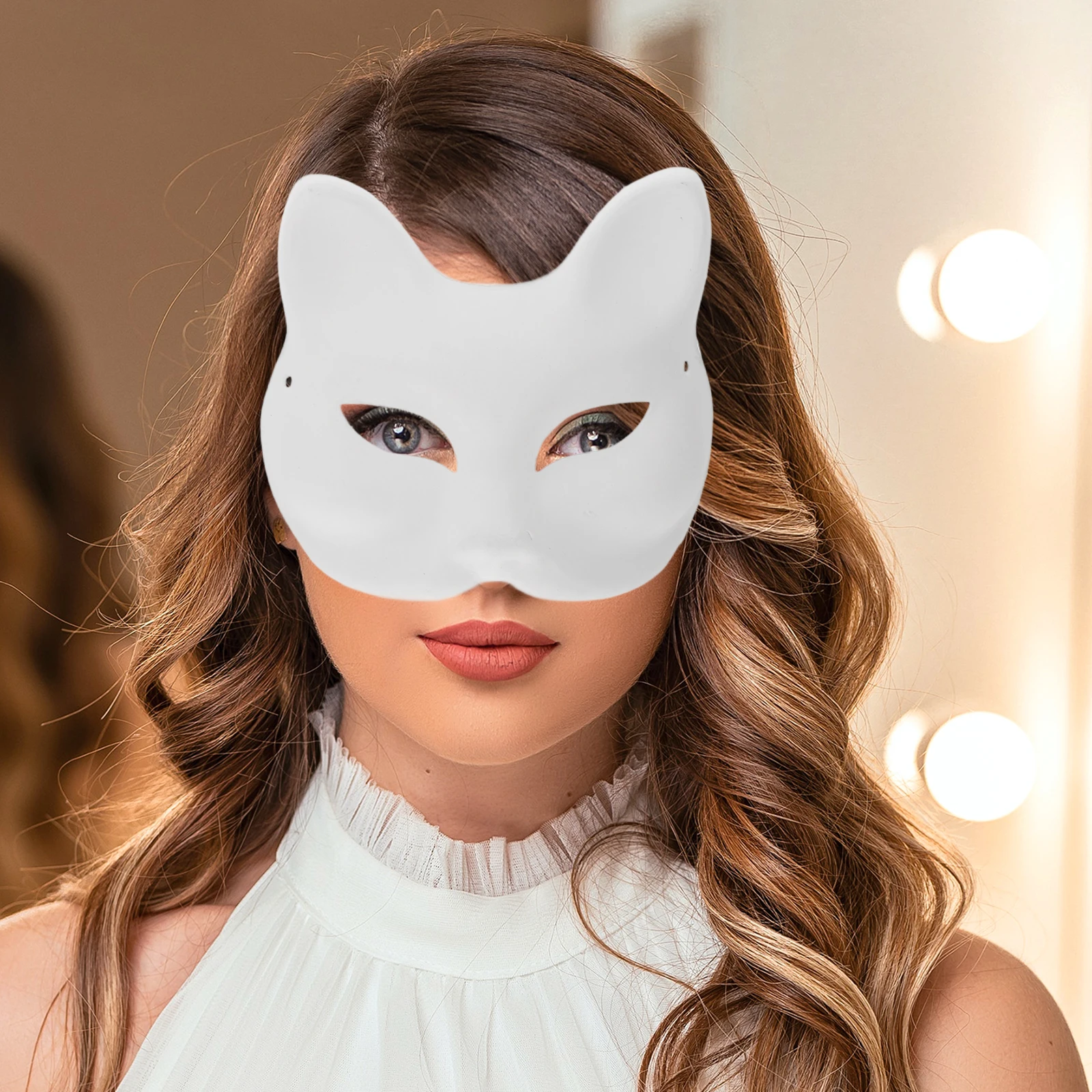 6Pcs Paintable Blank Masks Paper Pulp Cat Fox Animal DIY Masks for Halloween Party Cosplay Dress Up Masquerade